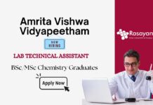 Amrita Vishwa Vidyapeetham Hiring Lab Technical Assistant | Chemistry Graduates can Apply 