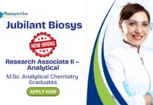 Analytical Chemistry Job at Jubilant | Apply Now For The Research Associate Role