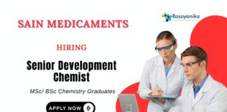 Analytical Chemistry Jobs at Sain Medicaments Apply Now Senior Development Chemist Role
