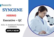 Analytical Chemistry Jobs at Syngene Apply now for Executive – QC Position