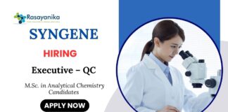 Analytical Chemistry Jobs at Syngene Apply now for Executive – QC Position