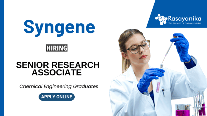 MSc Chemistry Jobs at Syngene | Apply for the Senior Research Associate Position