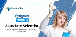MSc Organic Chemistry Jobs at Syngene | Apply Now for Associate Scientist Role