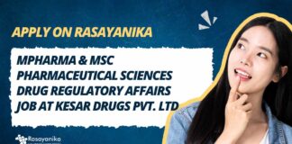 MPharma & MSc Pharmaceutical Sciences Jobs at Kesar Drugs Pvt. Ltd.