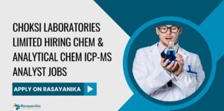 Analytical Chemistry Jobs at Choksi Laboratories Limited