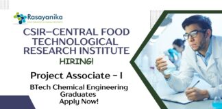 Chemical Engineering Jobs at CSIR-CFTRI | Apply Now For The Project Associate Role