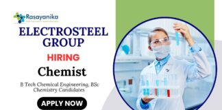 Chemical Engineering Jobs at Electrosteel Group | Apply Now For The Chemist Role