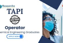 Chemical Engineering Positions at Tapi | Apply Now For The Operator Role
