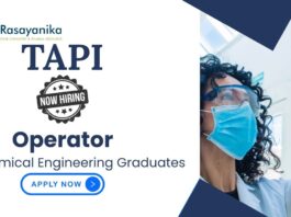 Chemical Engineering Positions at Tapi | Apply Now For The Operator Role