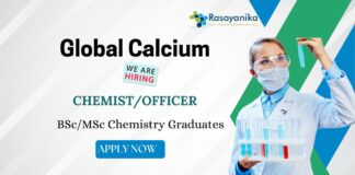 Chemist Job at Global Calcium – Hiring BSc/MSc Chemistry Graduates for Chemist/Officer position in API production, apply now."