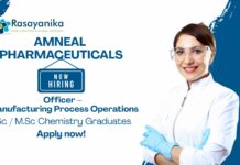 Chemistry Job at Amneal Pharmaceuticals | Apply Now For The Officer – Manufacturing Process Operations Role