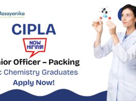 Chemistry Job at Cipla | BSc Chemistry Graduates Apply Now For The Junior Officer Role