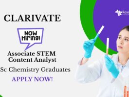 Chemistry Job at Clarivate | Apply Now For The Associate STEM Content Analyst Role