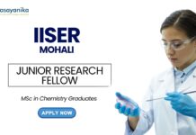 Chemistry Job at IISER Mohali MSc Graduates Apply Now for the JRF Position