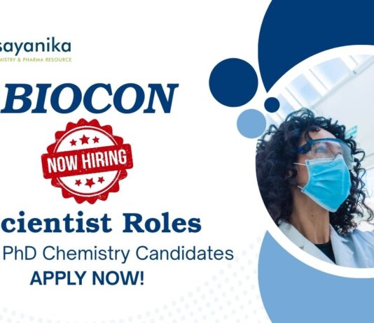 Chemistry Jobs at Biocon | Apply Now For The Scientist Role