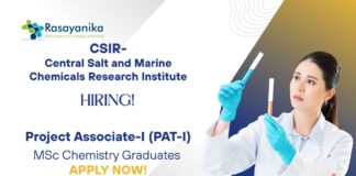 Chemistry Jobs at CSIR-CSMCRI | Apply Now For The Project Associate Role