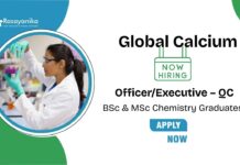 Chemistry Jobs at Global Calcium | Apply Now For The Executive – QC Role