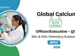 Chemistry Jobs at Global Calcium | Apply Now For The Executive – QC Role