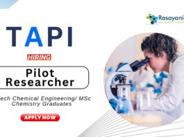 Chemistry Jobs at TAPI B.Tech MSc Graduates Apply Now for the Pilot Researcher Position