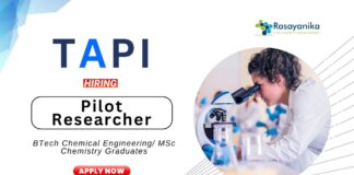 Chemistry Jobs at TAPI B.Tech MSc Graduates Apply Now for the Pilot Researcher Position
