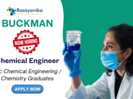Chemistry Jobs in Chennai at Buckman | Apply Now for Chemical Engineer Role