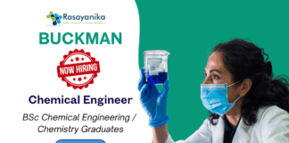 Chemistry Jobs in Chennai at Buckman | Apply Now for Chemical Engineer Role