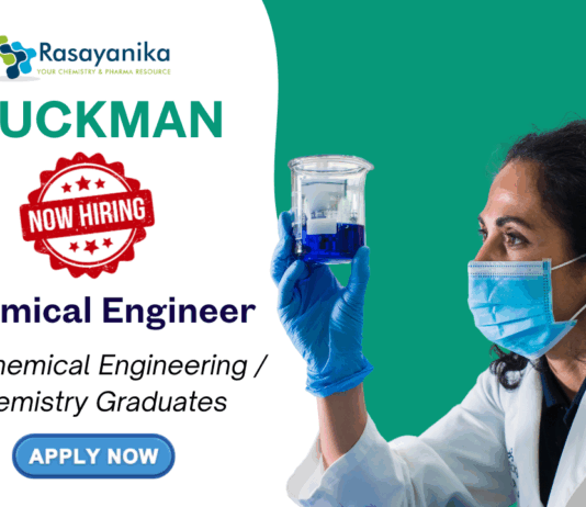 Chemistry Jobs in Chennai at Buckman | Apply Now for Chemical Engineer Role