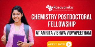 Chemistry Postdoctoral Fellowship at Amrita Vishwa Vidyapeetham, Coimbatore - Apply Now!