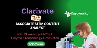 Clarivate Hiring Chemistry Graduates | Apply for Associate STEM Content Analyst Role