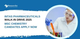 Msc Chemistry Jobs at Intas Pharmaceuticals | Attend the Walk-In -Drive Now