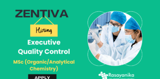 Executive Job at Zentiva | Chemistry Graduates Apply Now