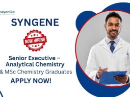 Executive Jobs at Syngene | BSc & MSc Chemistry Graduates Apply Now