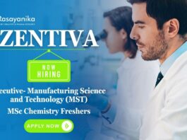 Freshers Chemistry Jobs at Zentiva | Apply Now For The Executive- Manufacturing Science and Technology (MST) Role