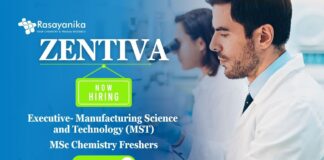 Freshers Chemistry Jobs at Zentiva | Apply Now For The Executive- Manufacturing Science and Technology (MST) Role