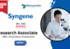 Freshers Research Associate Job at Syngene | MSc Chemistry Graduates Apply