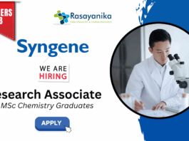Freshers Research Associate Job at Syngene | MSc Chemistry Graduates Apply