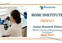 JRF Vacancy at Bose Institute | BTech Chemical Engineering Graduates Apply Now