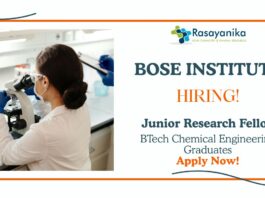 JRF Vacancy at Bose Institute | BTech Chemical Engineering Graduates Apply Now