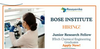 JRF Vacancy at Bose Institute | BTech Chemical Engineering Graduates Apply Now
