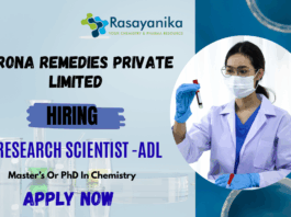 Join CORONA Remedies as a Research Scientist in ADL