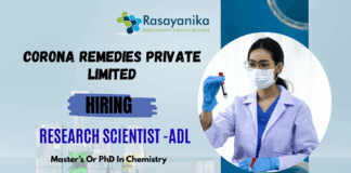 Join CORONA Remedies as a Research Scientist in ADL