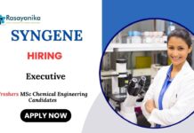 Executive Job at Syngene Chemical Engineering Candidates Apply Now 