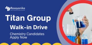 MSc Chemistry Jobs at Titan Group | Attend the Walk-In-Interview