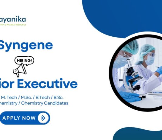 MTech Chemistry Jobs at Syngene | Apply Now for Senior Executive Role
