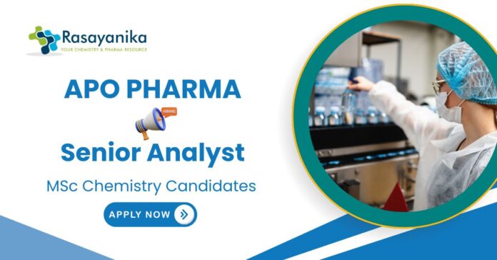 Analyst Job Role at Apotex | MSc Chemistry Candidates Apply Now 