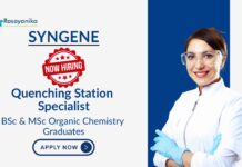 Latest Freshers Job at Syngene | BSc & MSc Organic Chemistry Graduates Apply Now For The Quenching Station Specialist