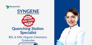 Latest Freshers Job at Syngene | BSc & MSc Organic Chemistry Graduates Apply Now For The Quenching Station Specialist