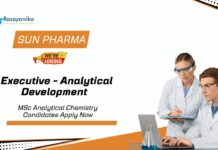 MSc Analytical Chemistry Jobs at SunPharma | Apply Now for the Executive Role