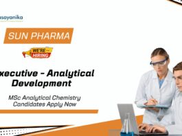 MSc Analytical Chemistry Jobs at SunPharma | Apply Now for the Executive Role