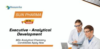 MSc Analytical Chemistry Jobs at SunPharma | Apply Now for the Executive Role